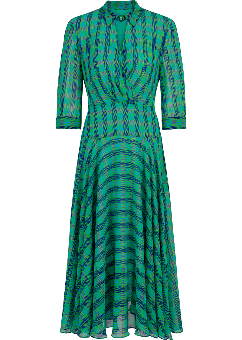 SALAZIA Blue-Green Plaid Column Dresses