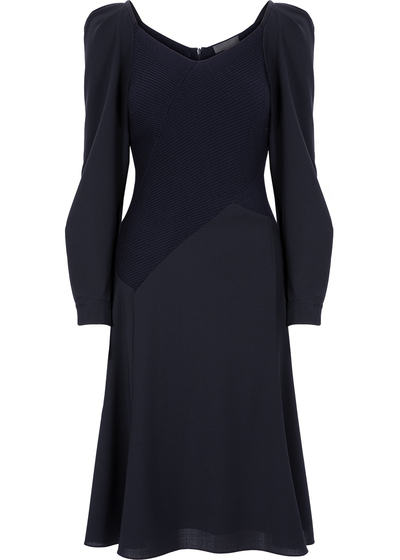 SALAZIA Midnight Blue Wool Blend Dresses