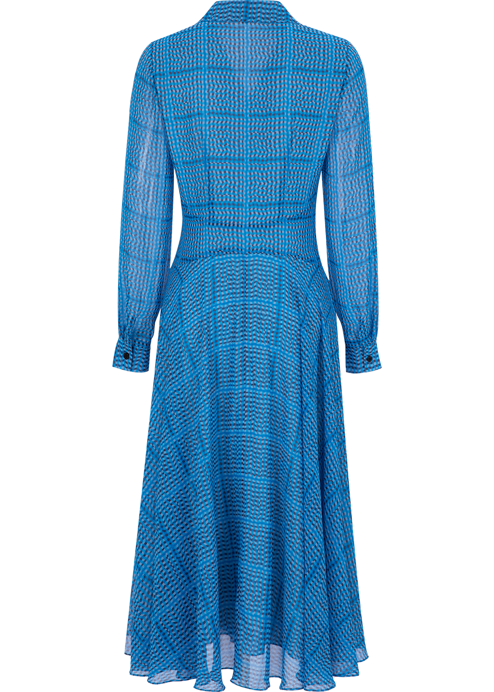 SALAZIA Ice Cube Grid Print Long-Sleeve Dresses