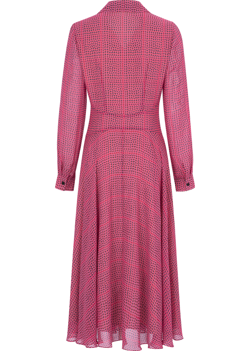 SALAZIA Ice Cube Grid Print Long-Sleeve Dresses
