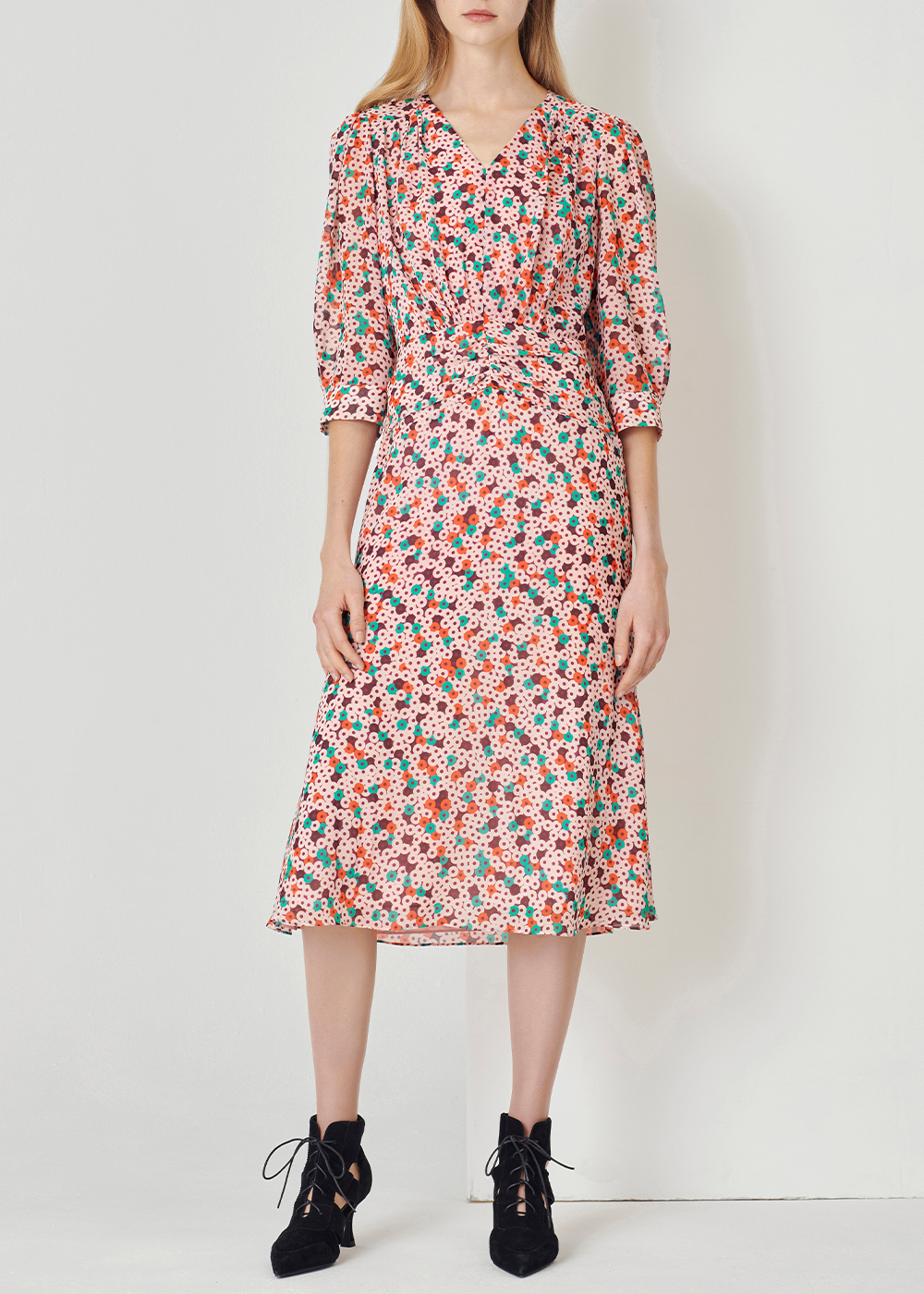 SALAZIA Pink Donut Print Dresses