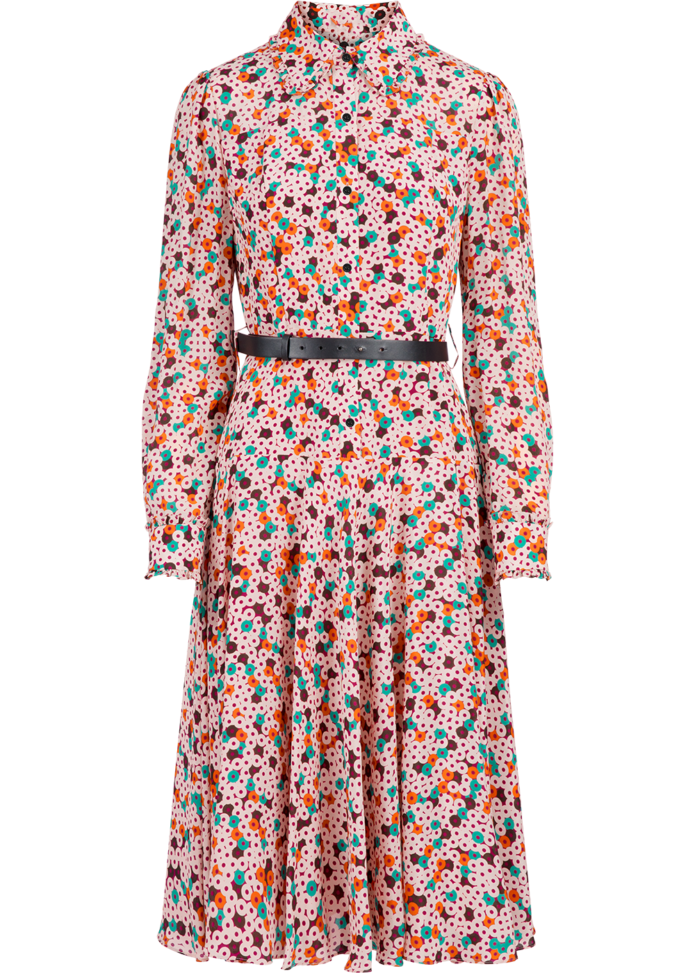 SALAZIA Pink Donut Print Silk Dresses