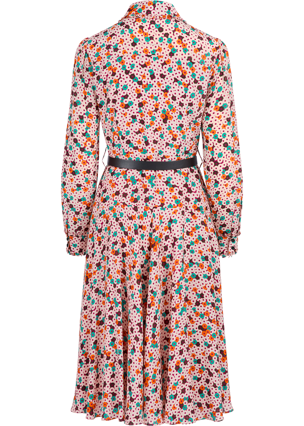 SALAZIA Pink Donut Print Silk Dresses