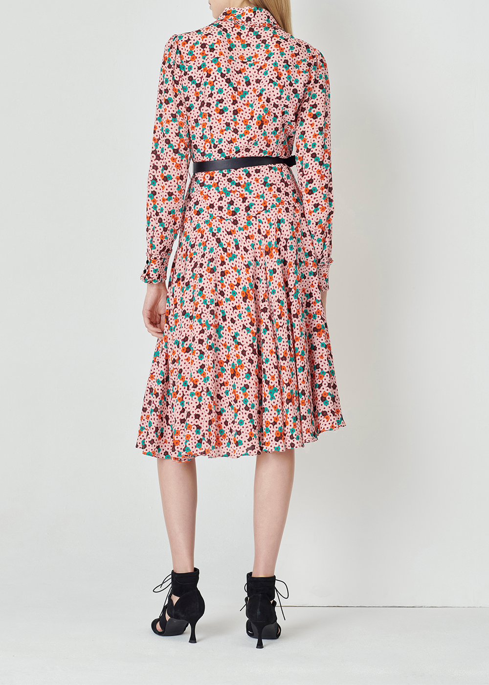 SALAZIA Pink Donut Print Silk Dresses