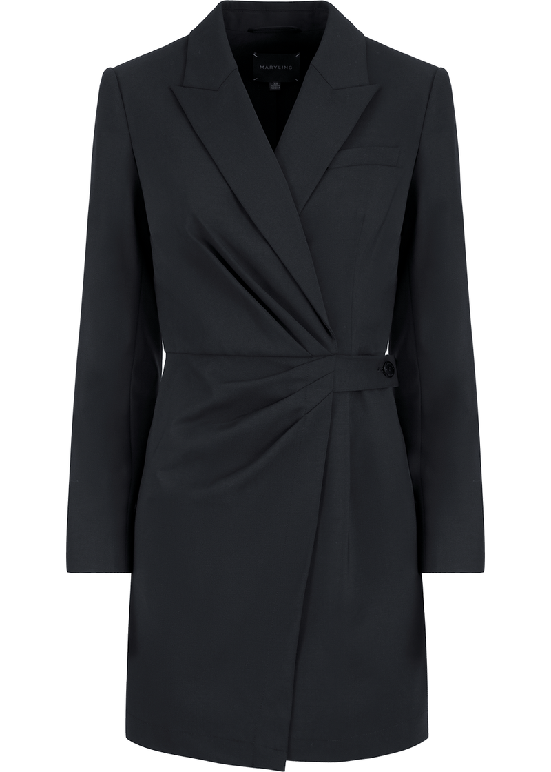 SALAZIA Black Wool Stretch Long-Sleeve Dresses