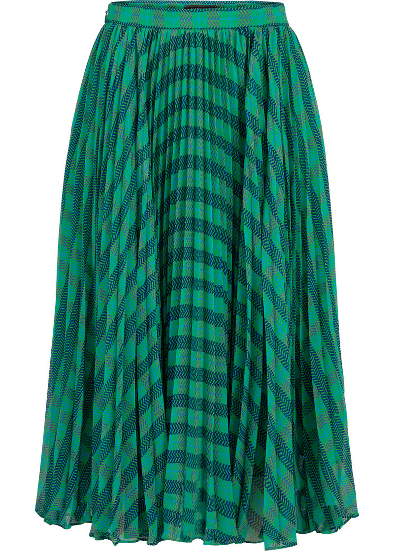 SALAZIA Blue-Green Plaid Midi Skirt