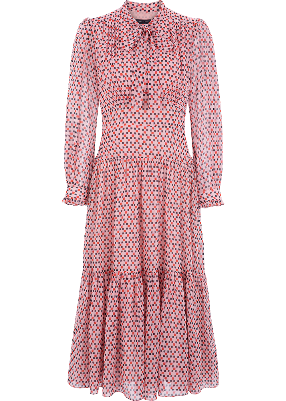 SALAZIA Pink Square Check Maxi Dresses