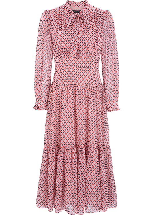 SALAZIA Pink Square Check Maxi Dresses
