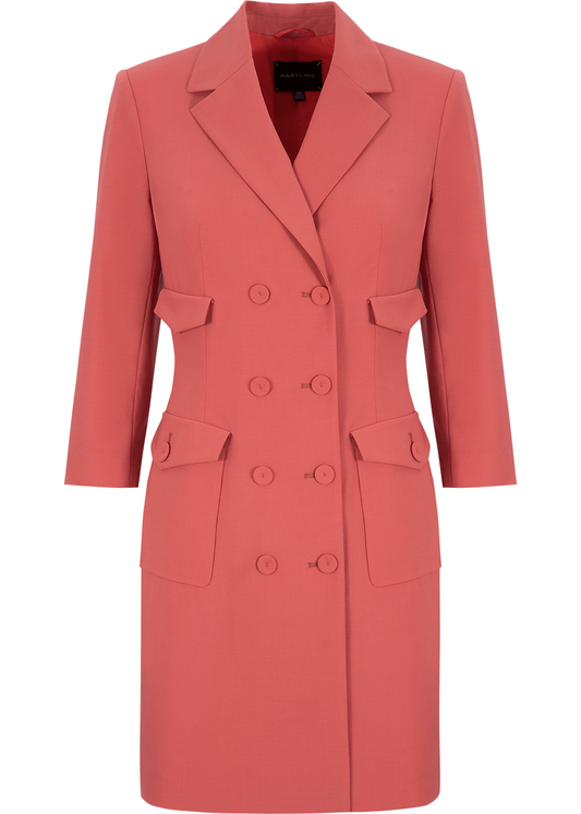 SALAZIA Coral Orange Wool Blend Dresses