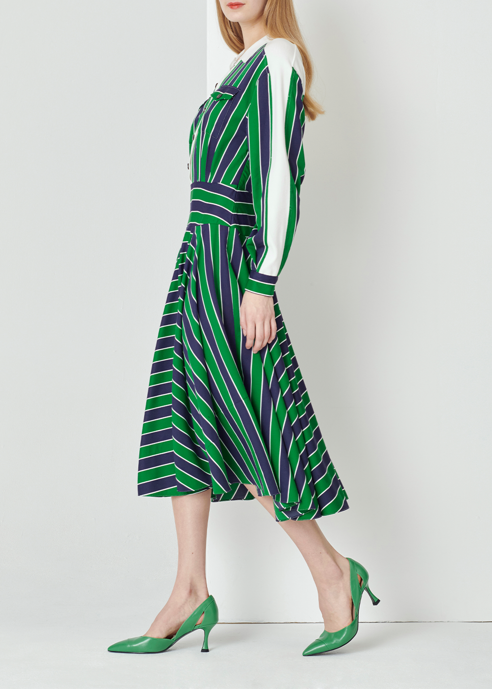 SALAZIA Blue-Green Stripe Relaxed Dresses