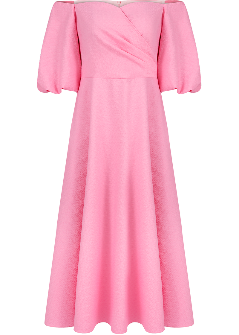 SALAZIA Peach Pink Polyester Long-Sleeve Dresses
