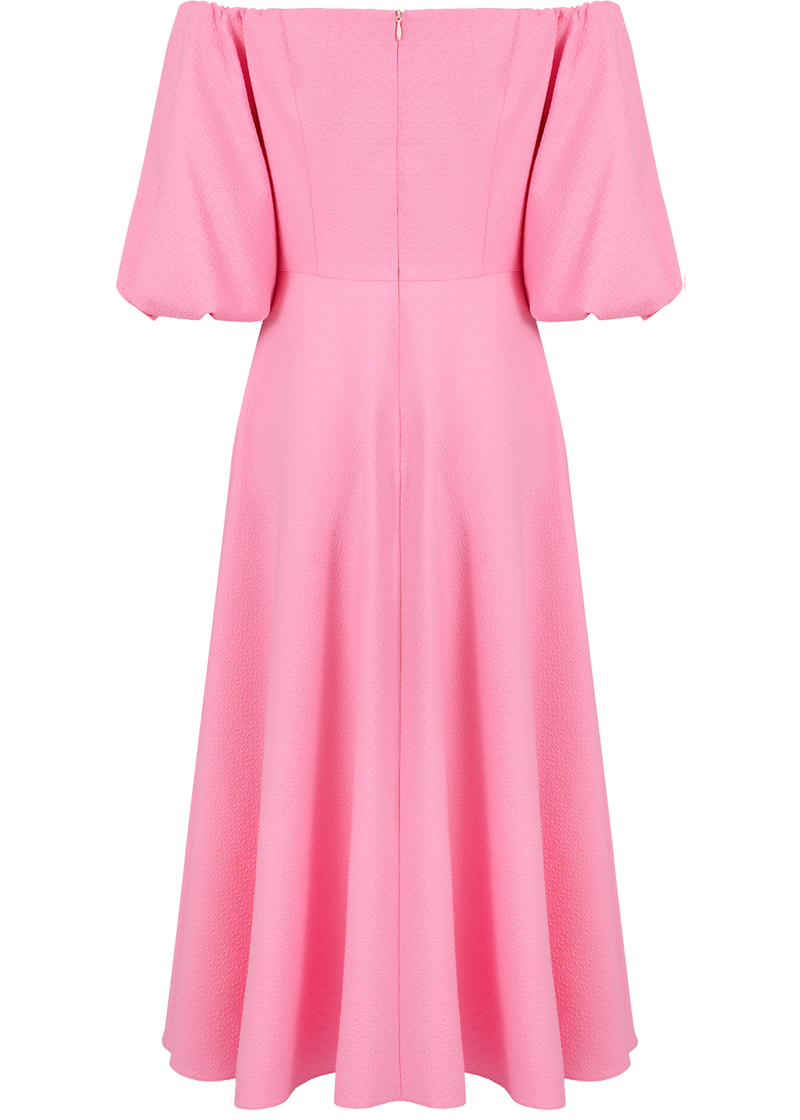 SALAZIA Peach Pink Polyester Long-Sleeve Dresses