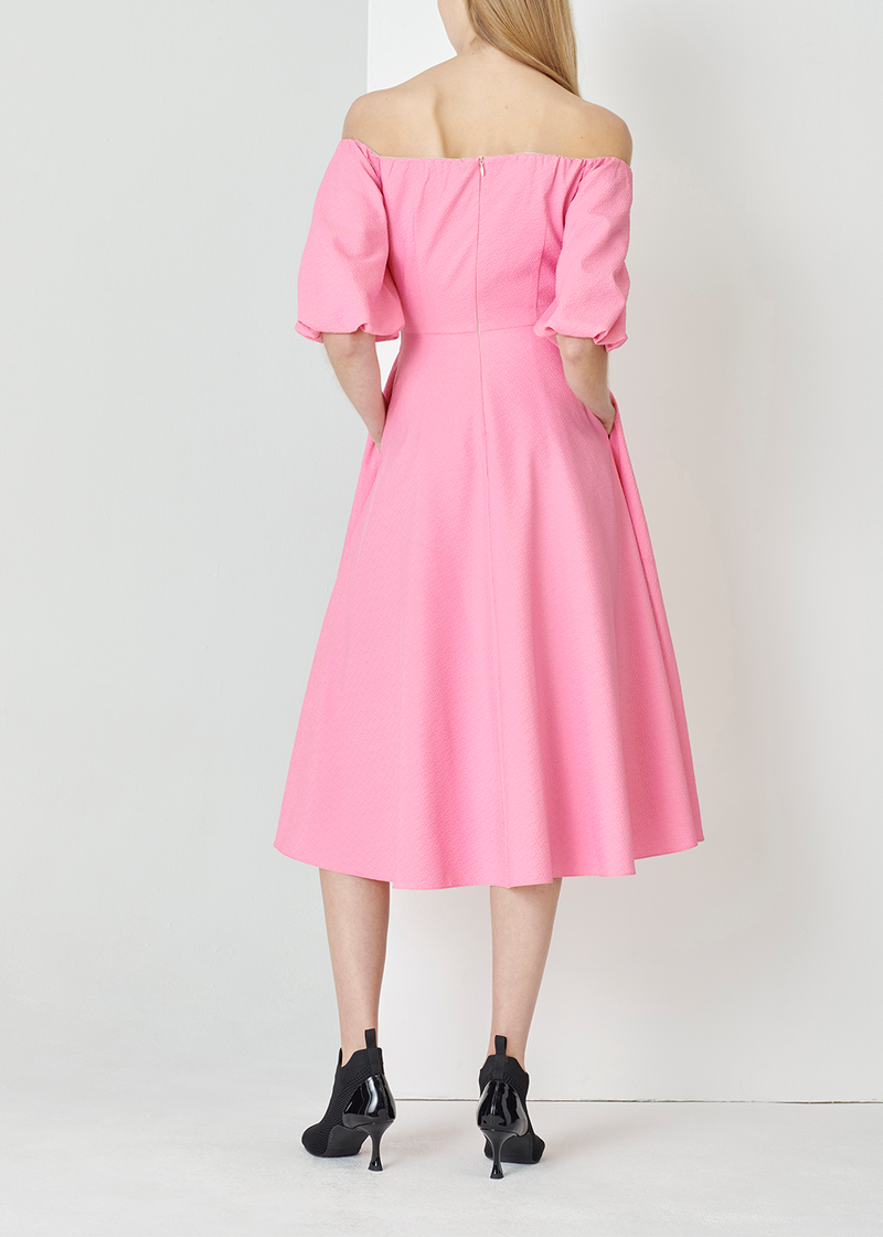 SALAZIA Peach Pink Polyester Long-Sleeve Dresses