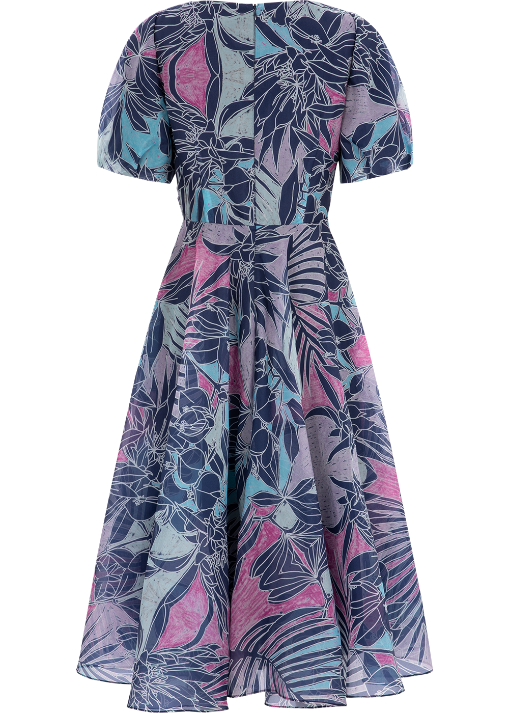 SALAZIA Colorful Jungle Silk Short-Sleeve Dresses