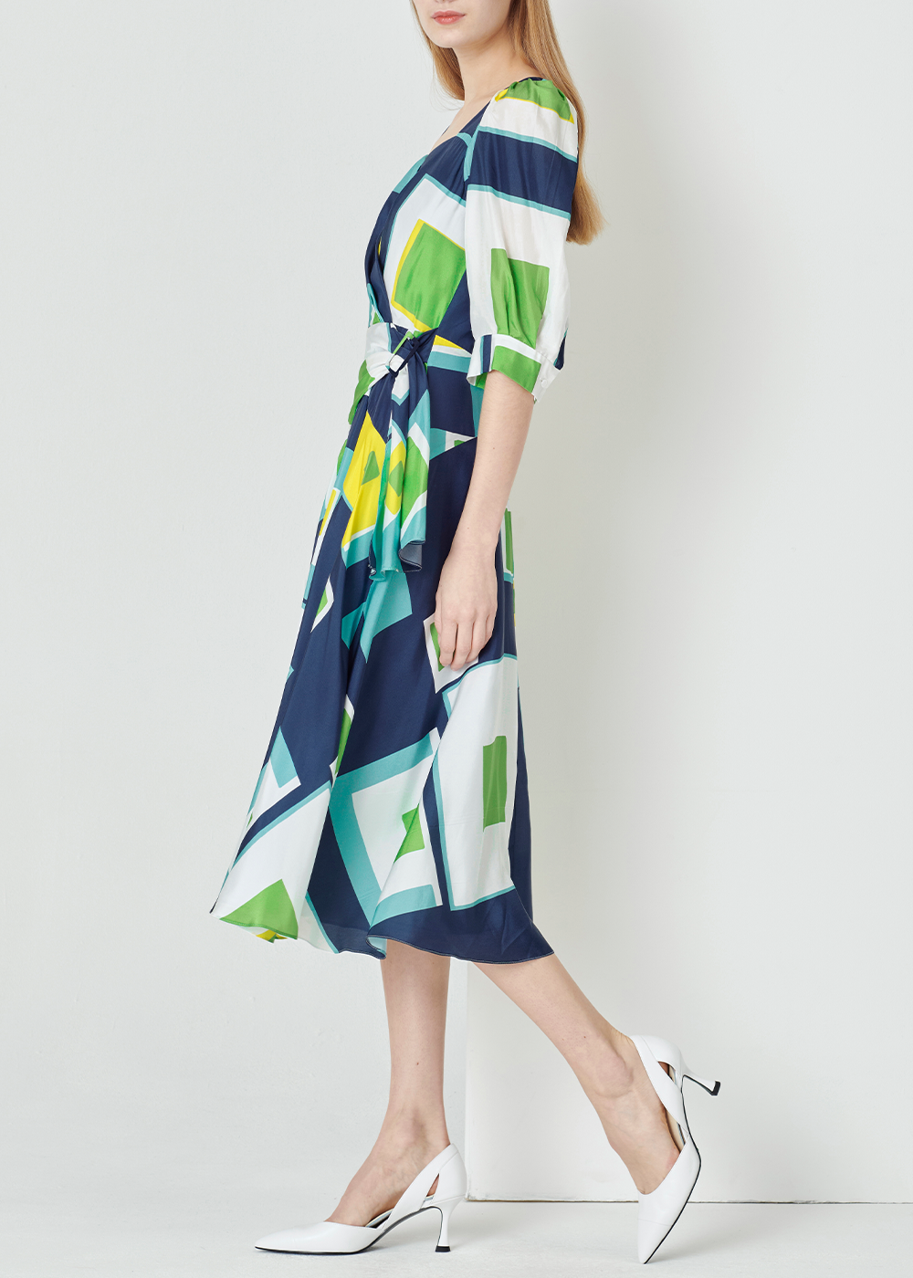 SALAZIA Colorful Holiday Puzzle Silk Dresses