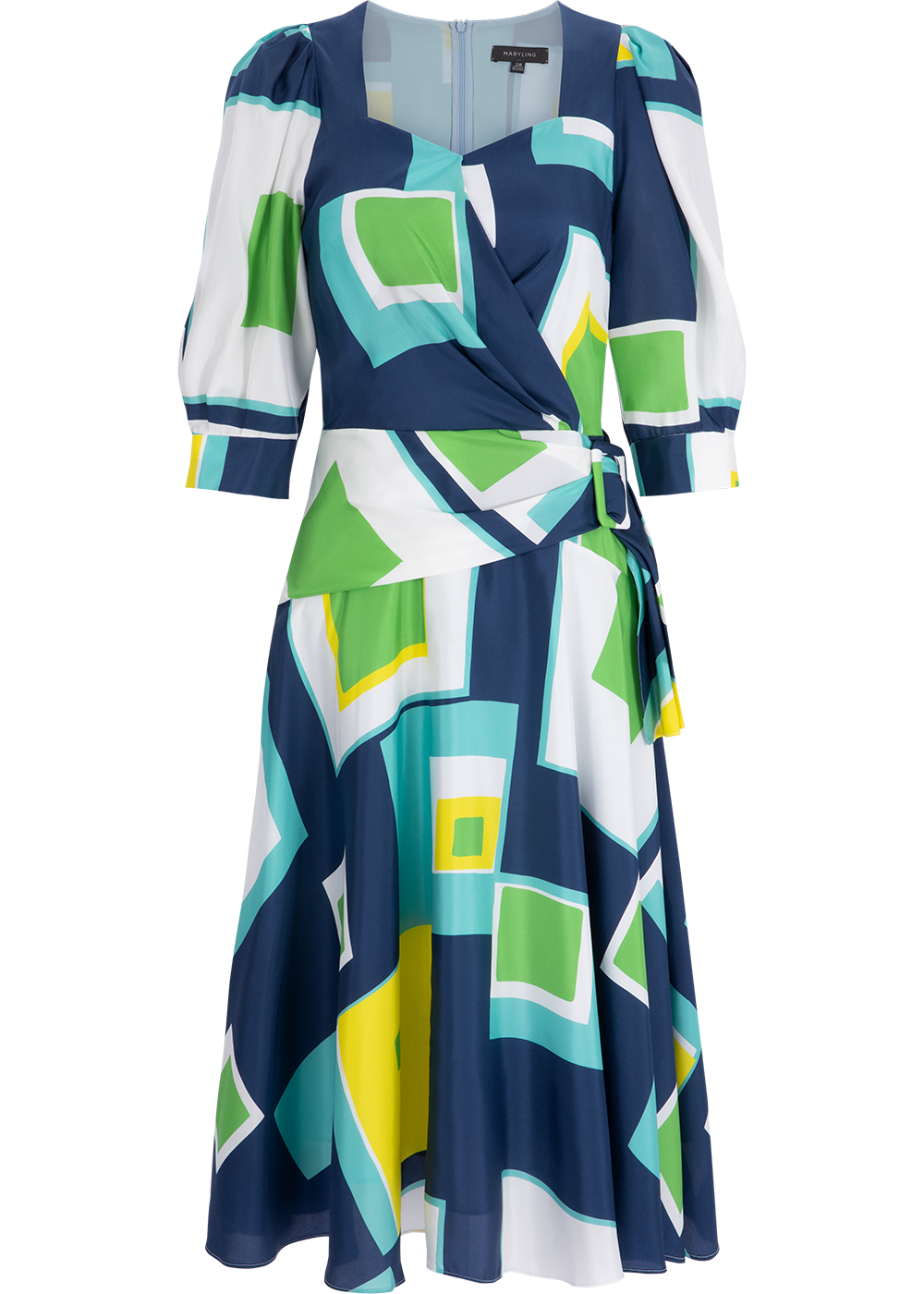 SALAZIA Colorful Holiday Puzzle Silk Dresses