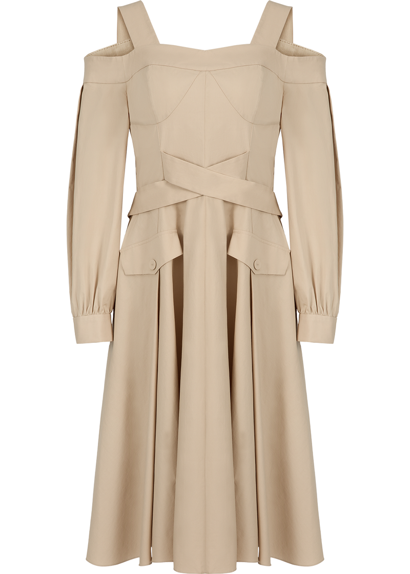 SALAZIA Sand Cotton-Blend Stretch Dresses