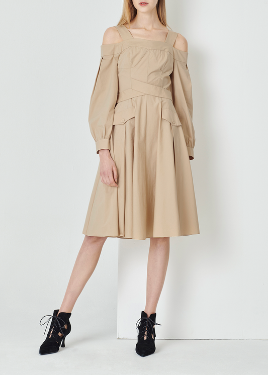 SALAZIA Sand Cotton-Blend Stretch Dresses