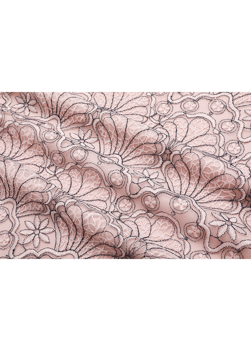 SALAZIA Misty Pink Embroidered Mesh Dresses