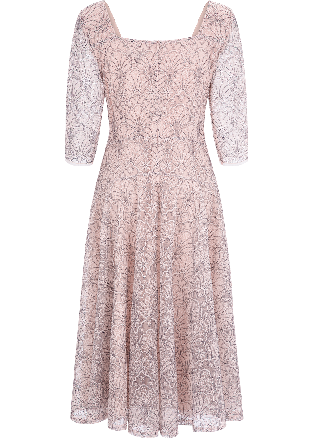 SALAZIA Misty Pink Embroidered Mesh Dresses