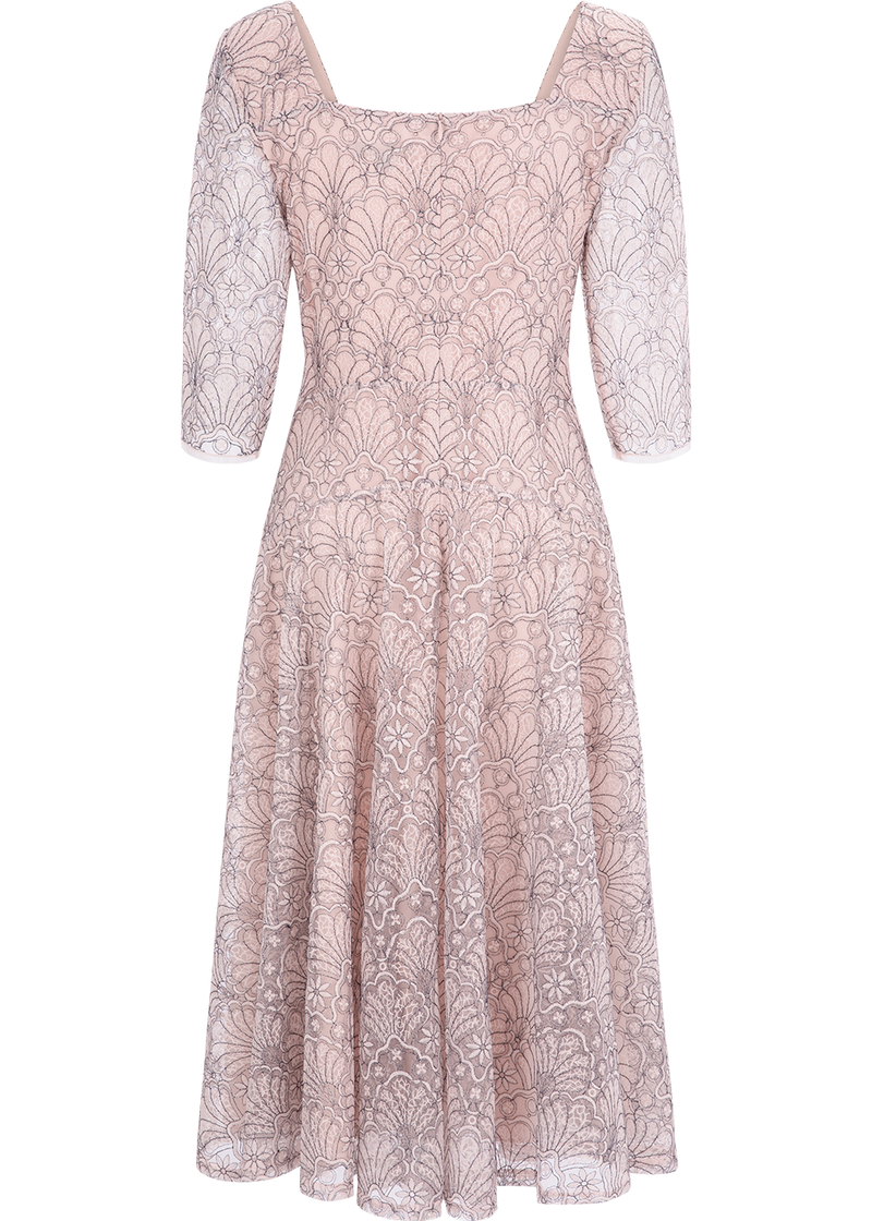 SALAZIA Misty Pink Embroidered Mesh Dresses