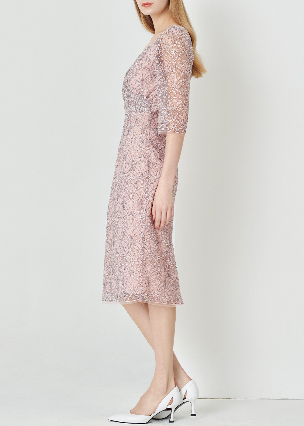 SALAZIA Misty Pink Embroidered Dresses