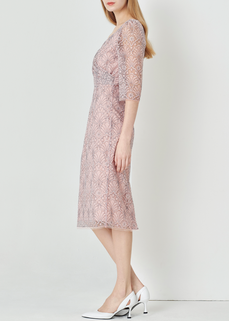 SALAZIA Misty Pink Embroidered Dresses