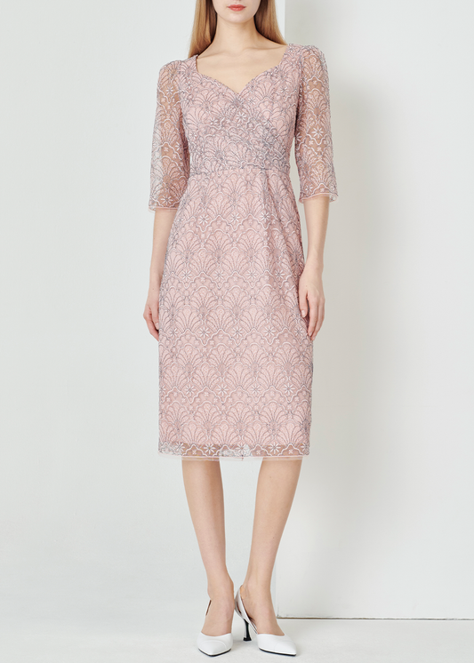 SALAZIA Misty Pink Embroidered Dresses