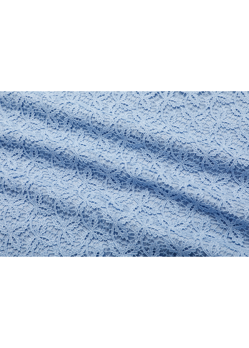 SALAZIA Water Blue Lace Short-Sleeve Dresses