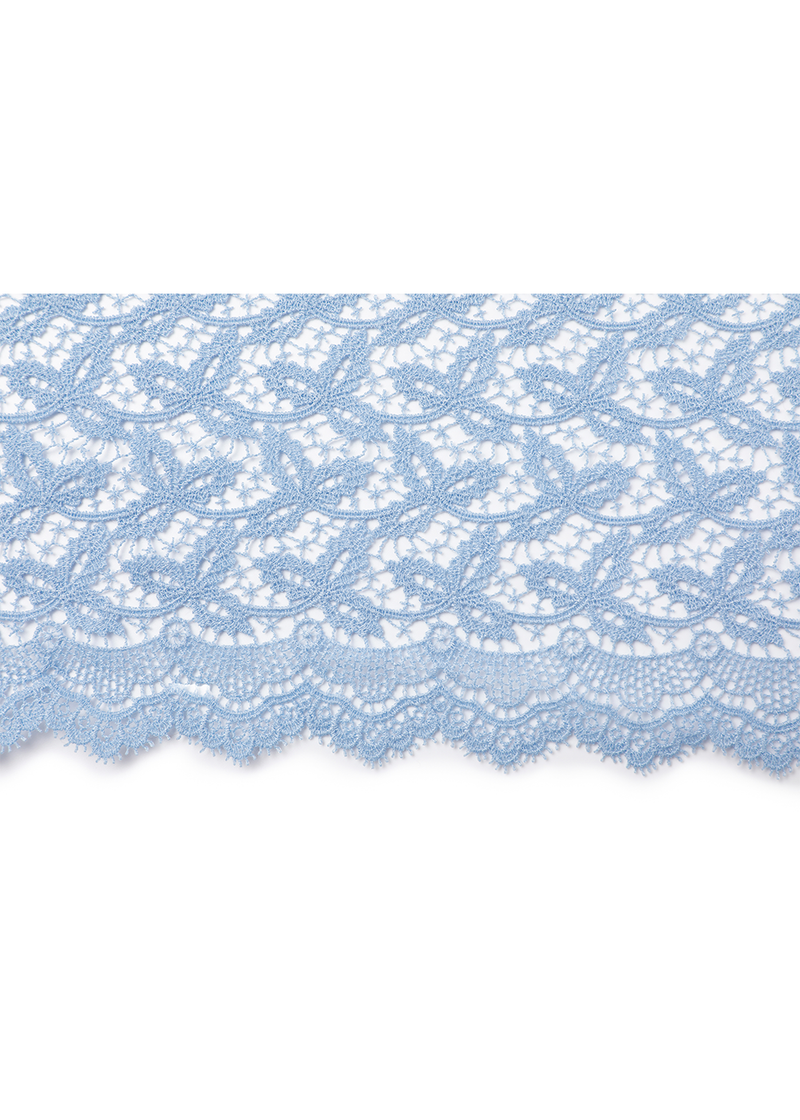 SALAZIA Water Blue Lace Short-Sleeve Dresses