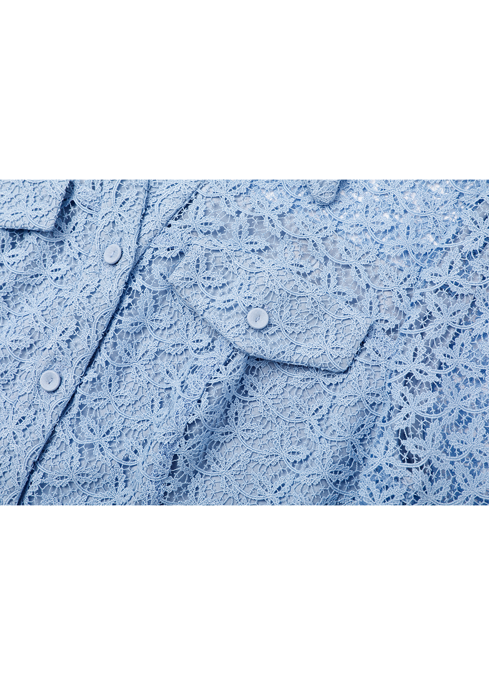 SALAZIA Water Blue Lace Short-Sleeve Dresses