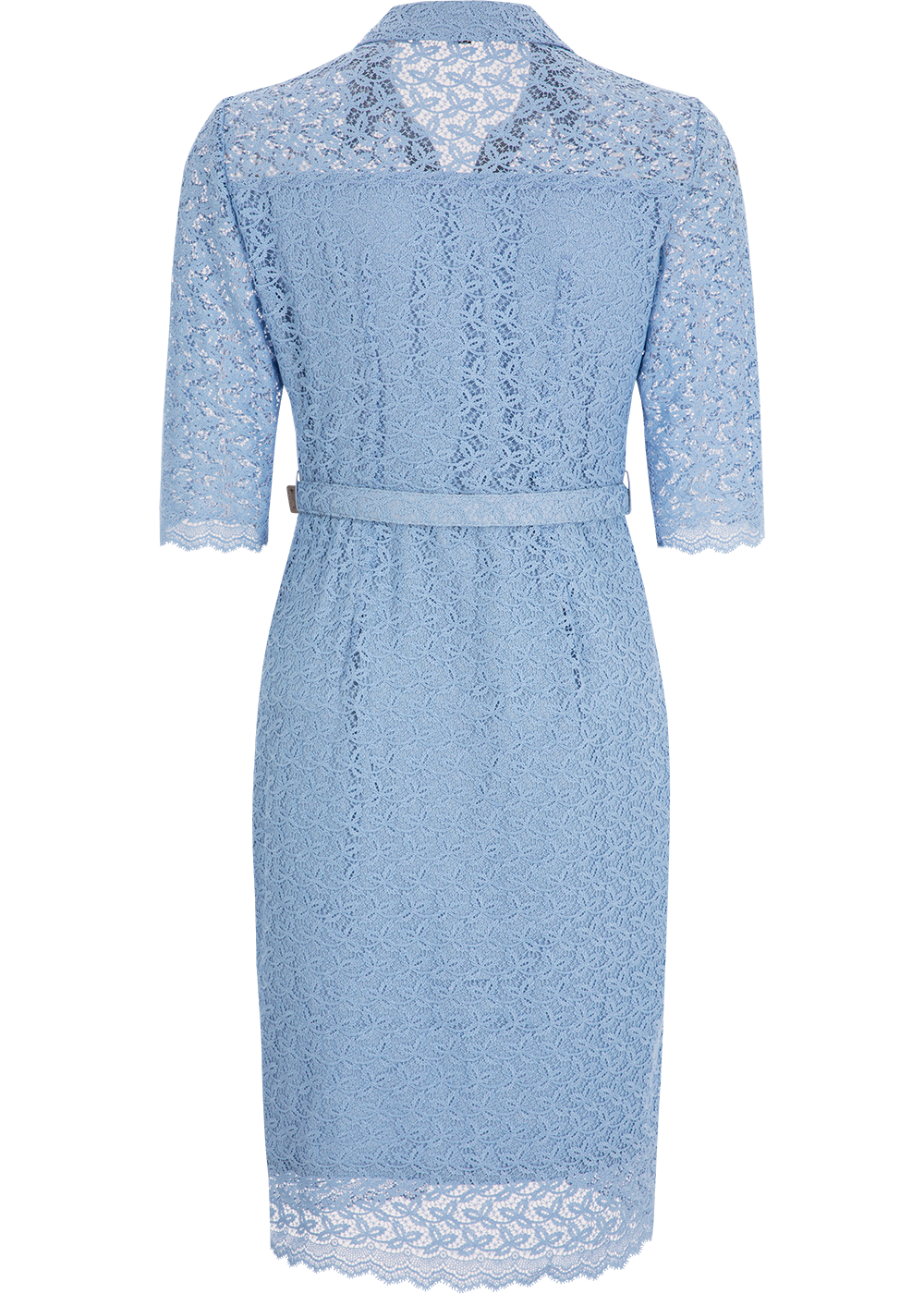 SALAZIA Water Blue Lace Short-Sleeve Dresses
