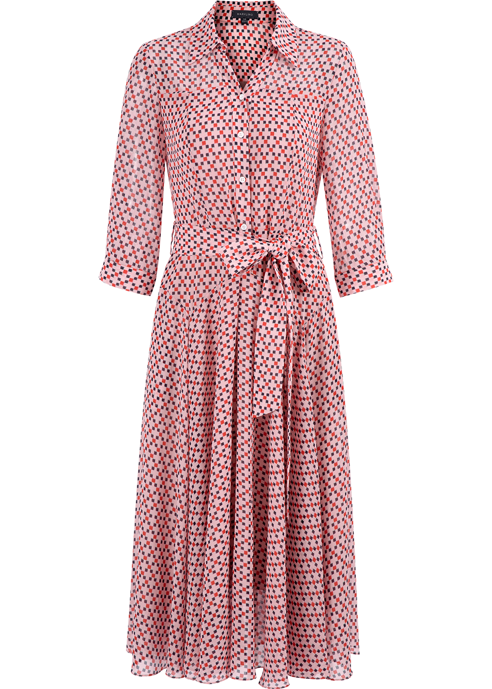 SALAZIA Pink Square Check Midi Dresses