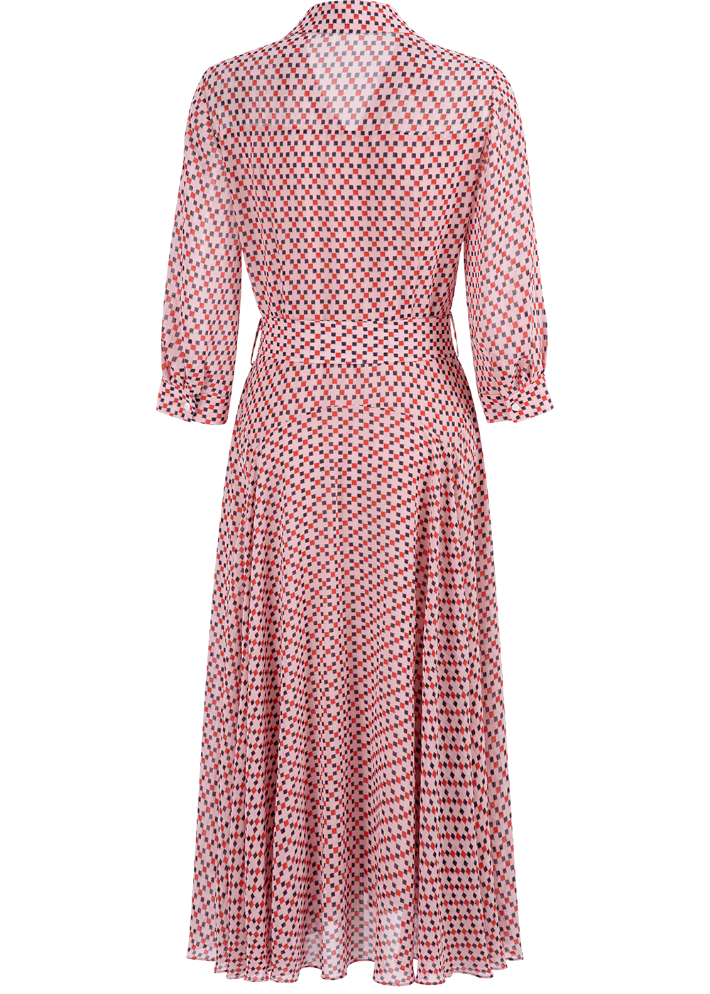 SALAZIA Pink Square Check Midi Dresses