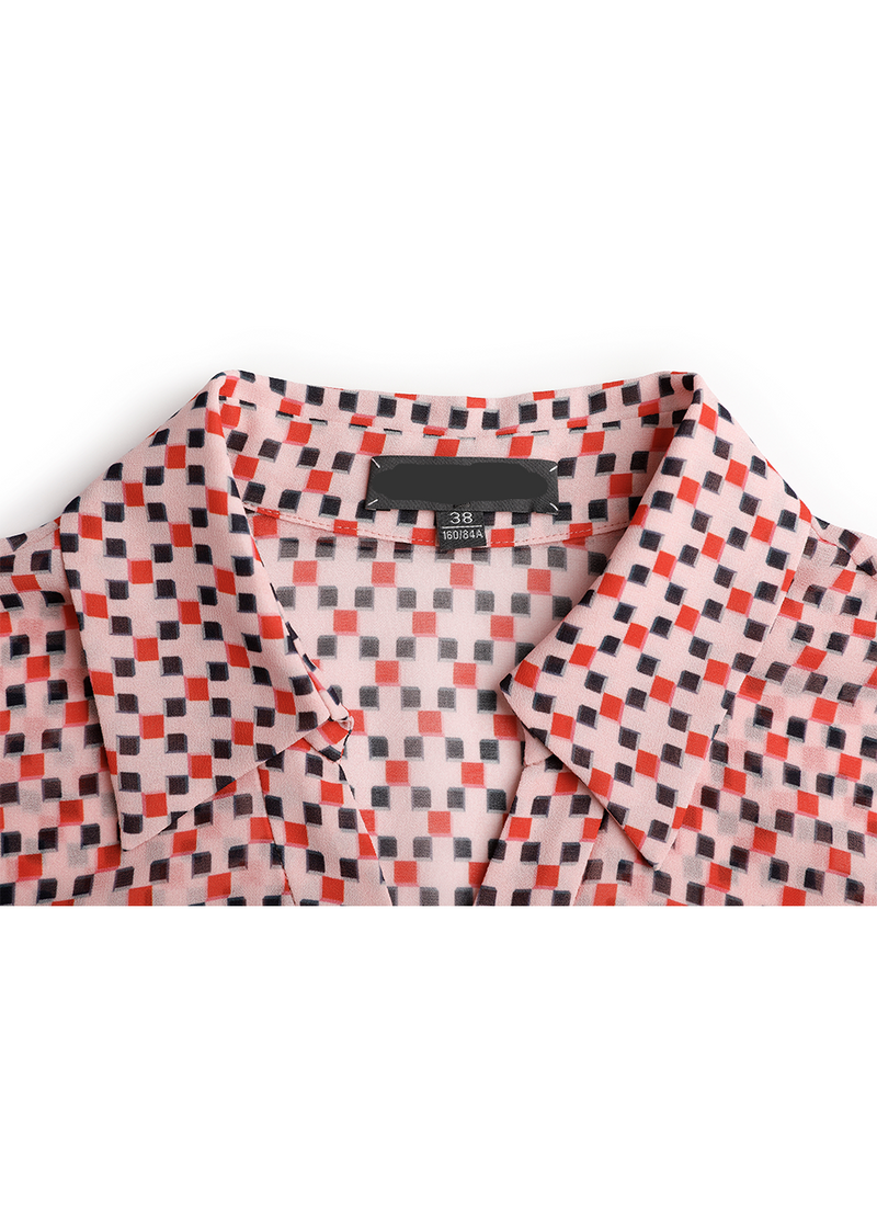 SALAZIA Pink Square Check Midi Dresses