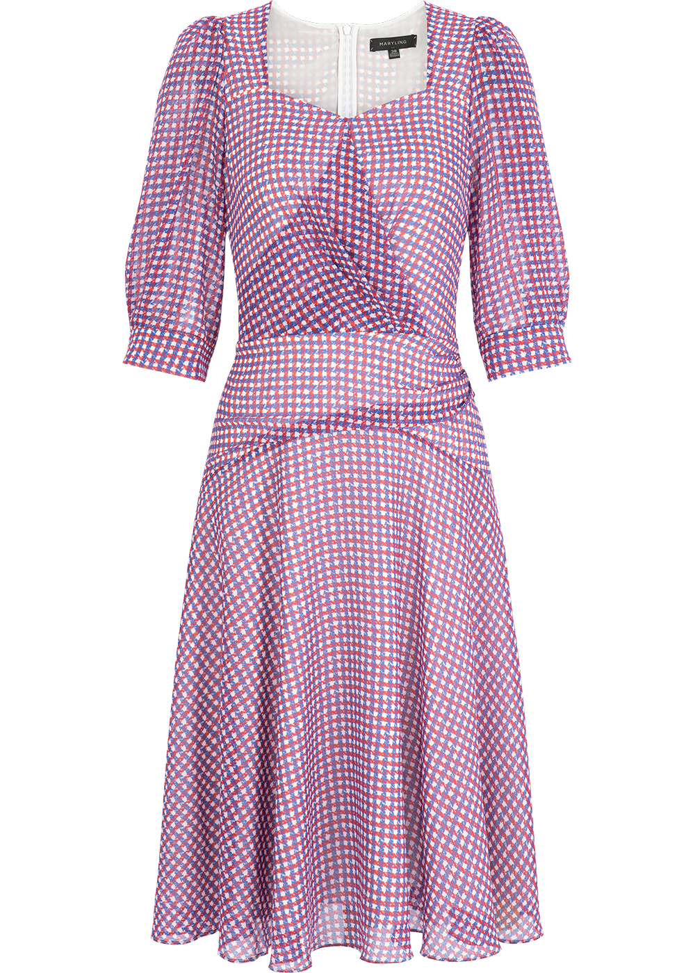 SALAZIA Red-White-Blue Plaid Fit-and-Flare Dresses