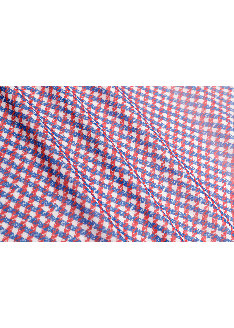 SALAZIA Red-White-Blue Plaid Fit-and-Flare Dresses