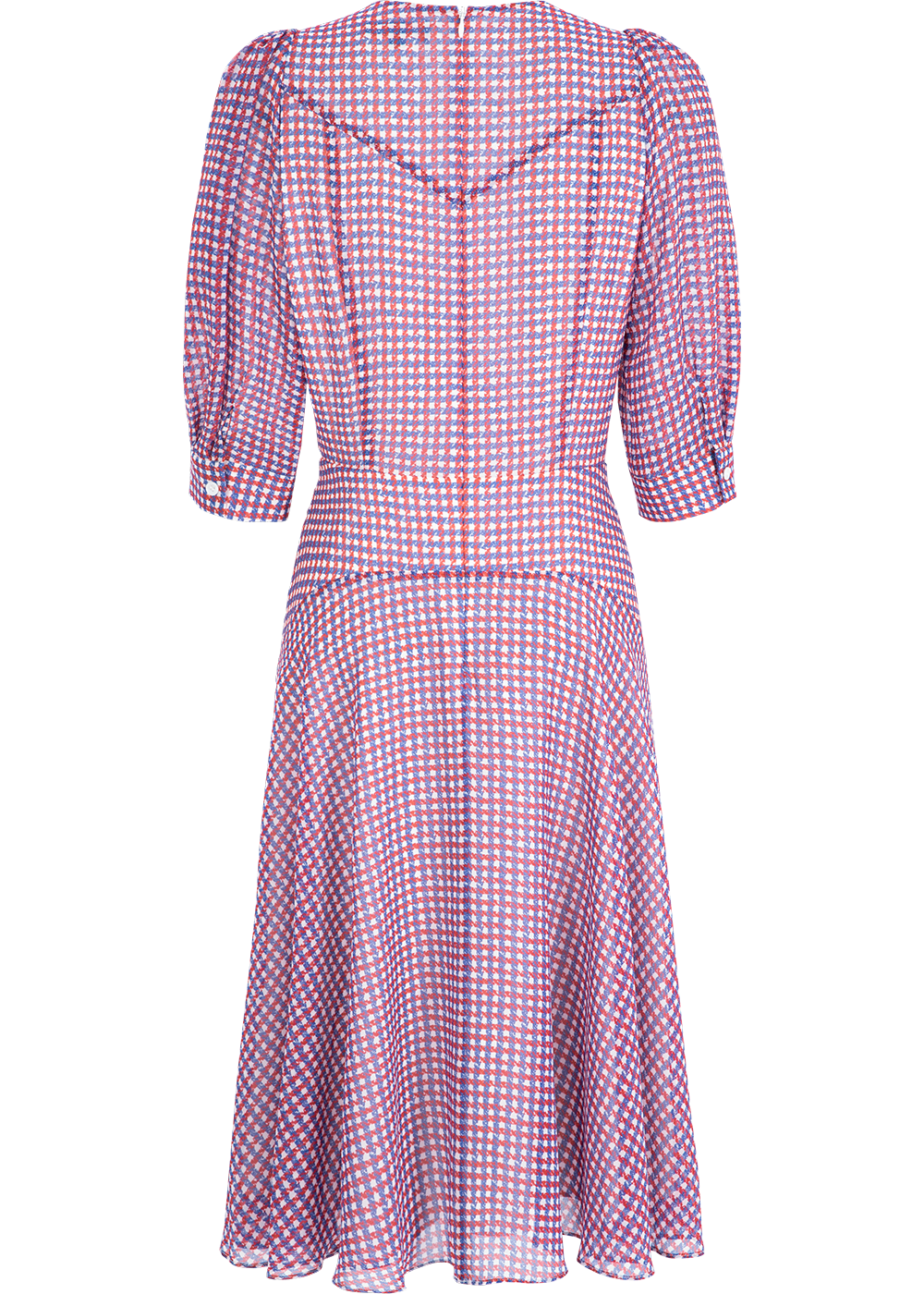 SALAZIA Red-White-Blue Plaid Fit-and-Flare Dresses