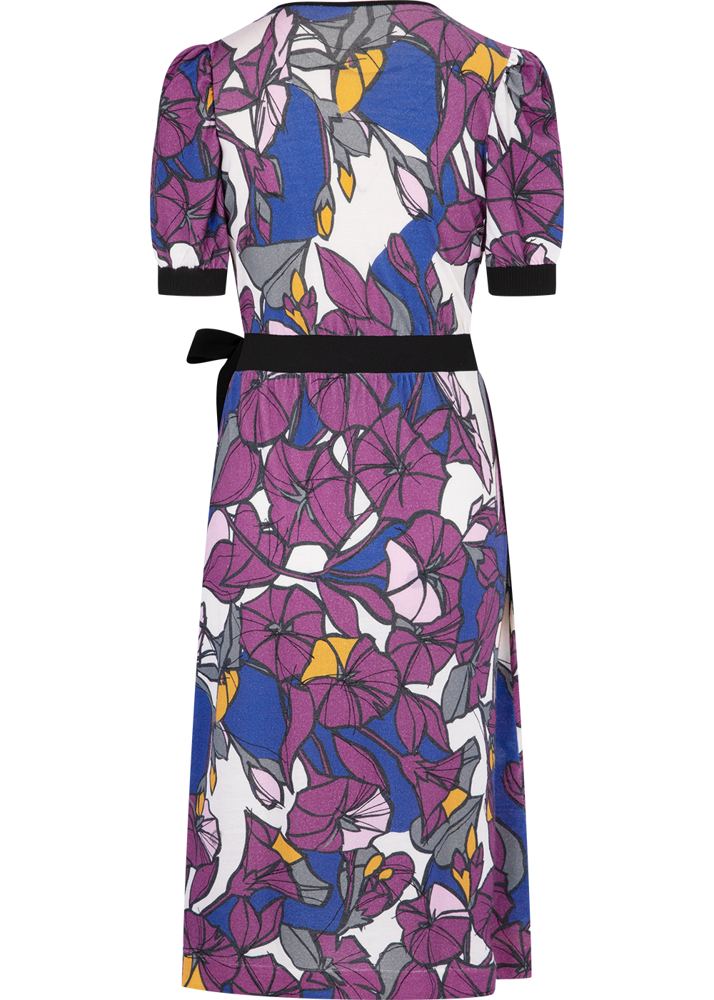 SALAZIA Blue-Purple Floral Wool Knit Dresses