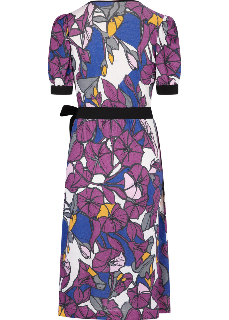 SALAZIA Blue-Purple Floral Wool Knit Dresses