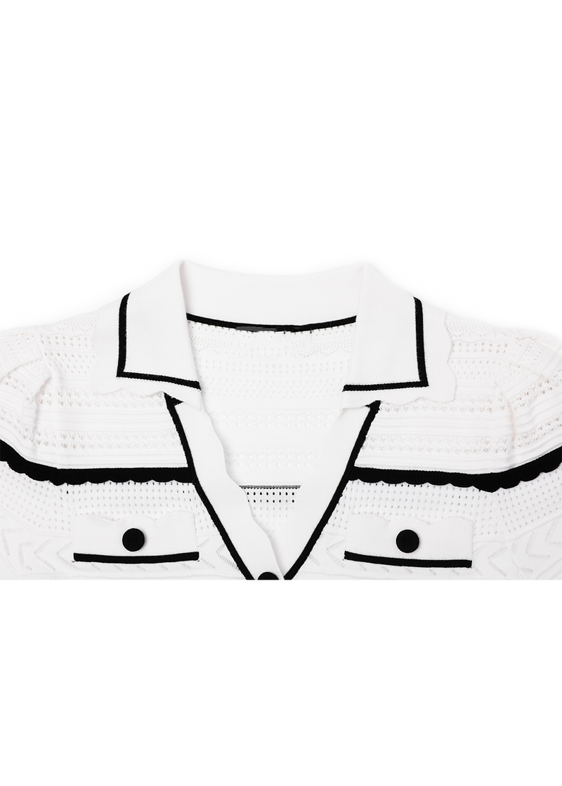 SALAZIA Black-White Colorblock Viscose Knit Dresses