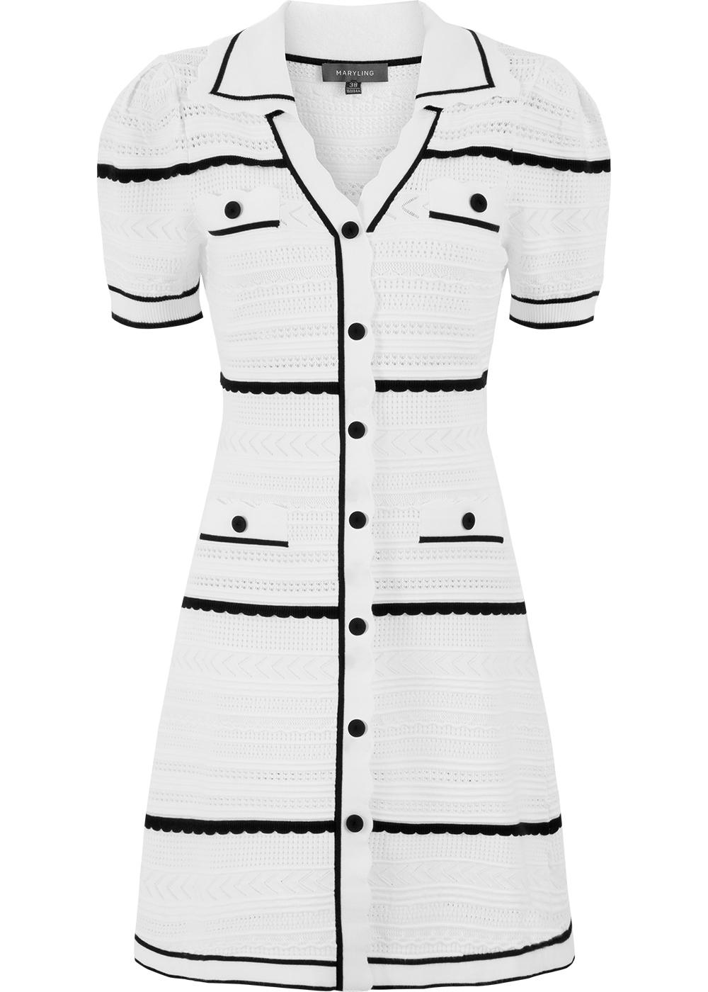 SALAZIA Black-White Colorblock Viscose Knit Dresses