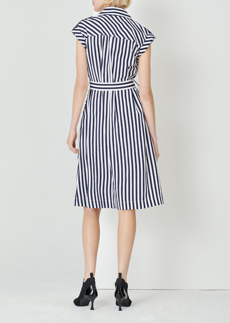 SALAZIA Blue-White Stripe Cotton Dresses