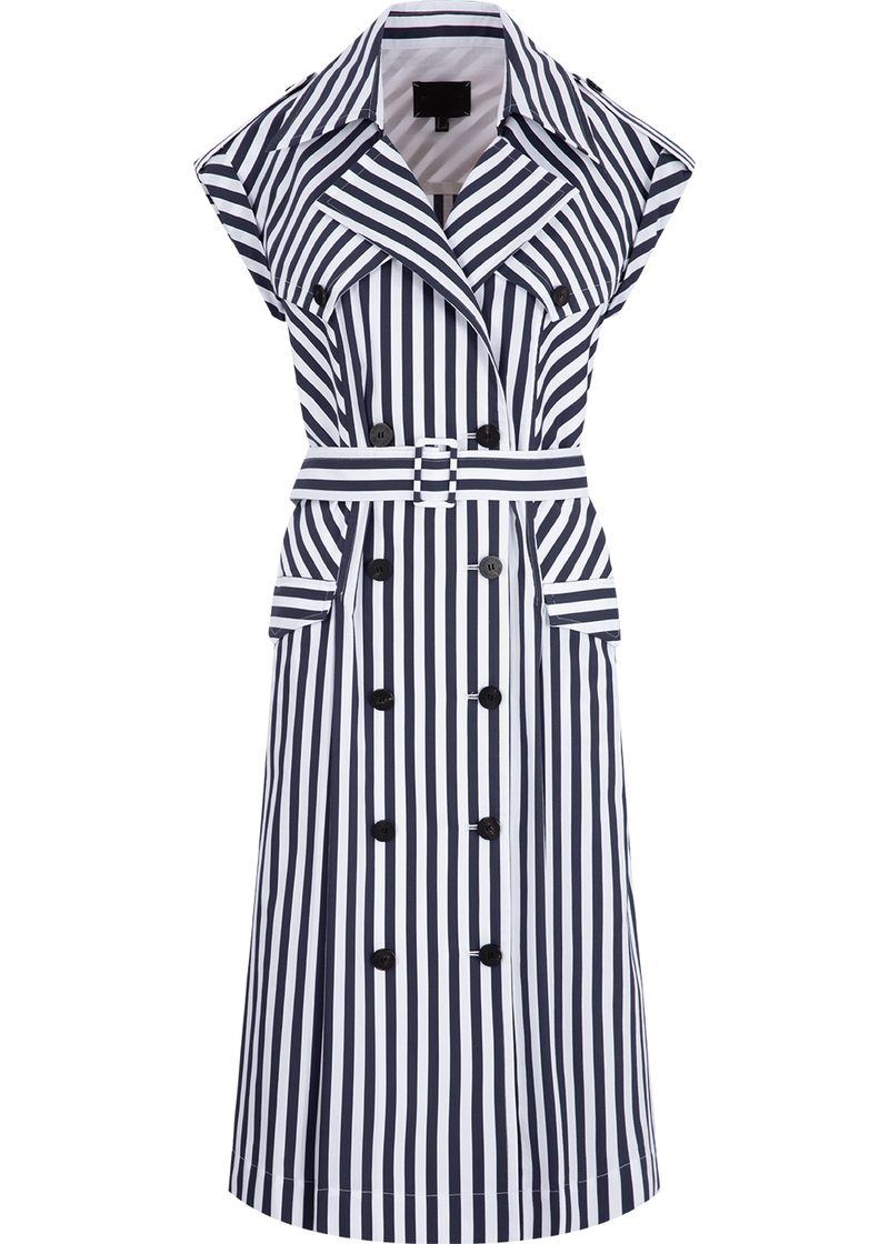 SALAZIA Blue-White Stripe Cotton Dresses