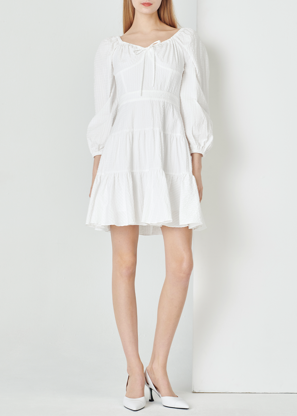 SALAZIA White Fitted Mini Dresses