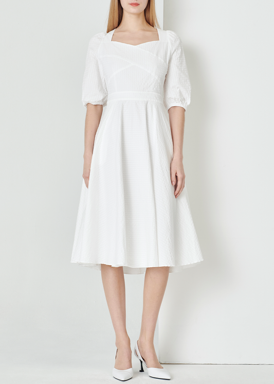 SALAZIA White Cotton-Blend Midi Dresses