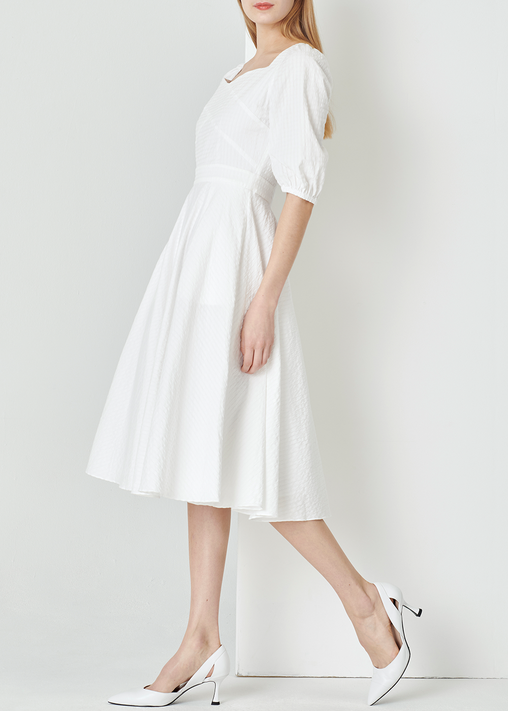 SALAZIA White Cotton-Blend Midi Dresses