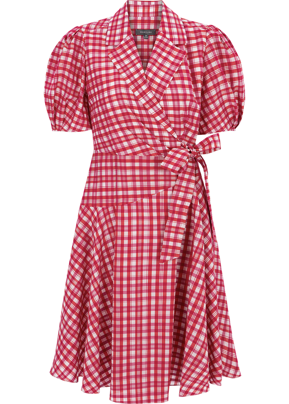 SALAZIA Rose Pink Plaid Cotton-Silk Dresses