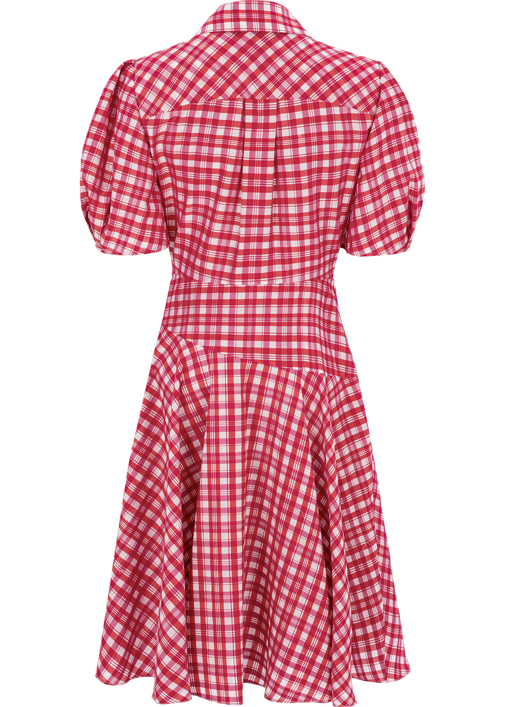 SALAZIA Rose Pink Plaid Cotton-Silk Dresses