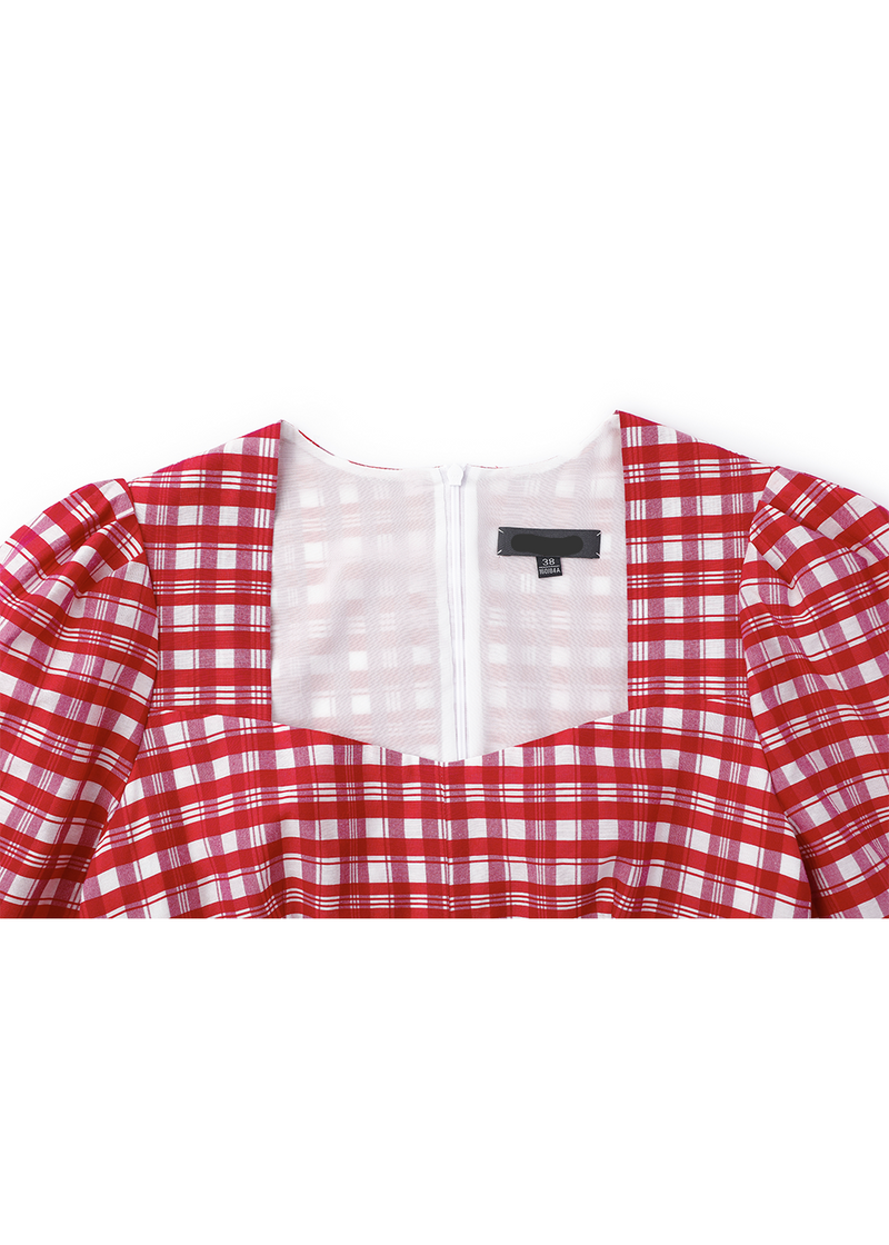 SALAZIA Rose Pink Plaid Long-Sleeve Dresses